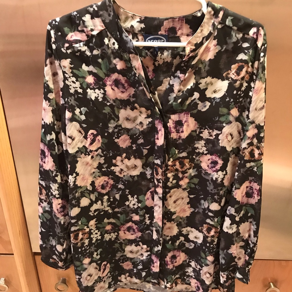 Scoop brand floral print button down shirt